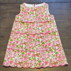 Luli & Me Pink/Green Floral Cotton Sleeveless Dress